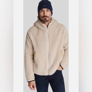 rag & bone Mens Sherpa Fleece Full Zip Jacket M Cream Off White Gorpcore Winter